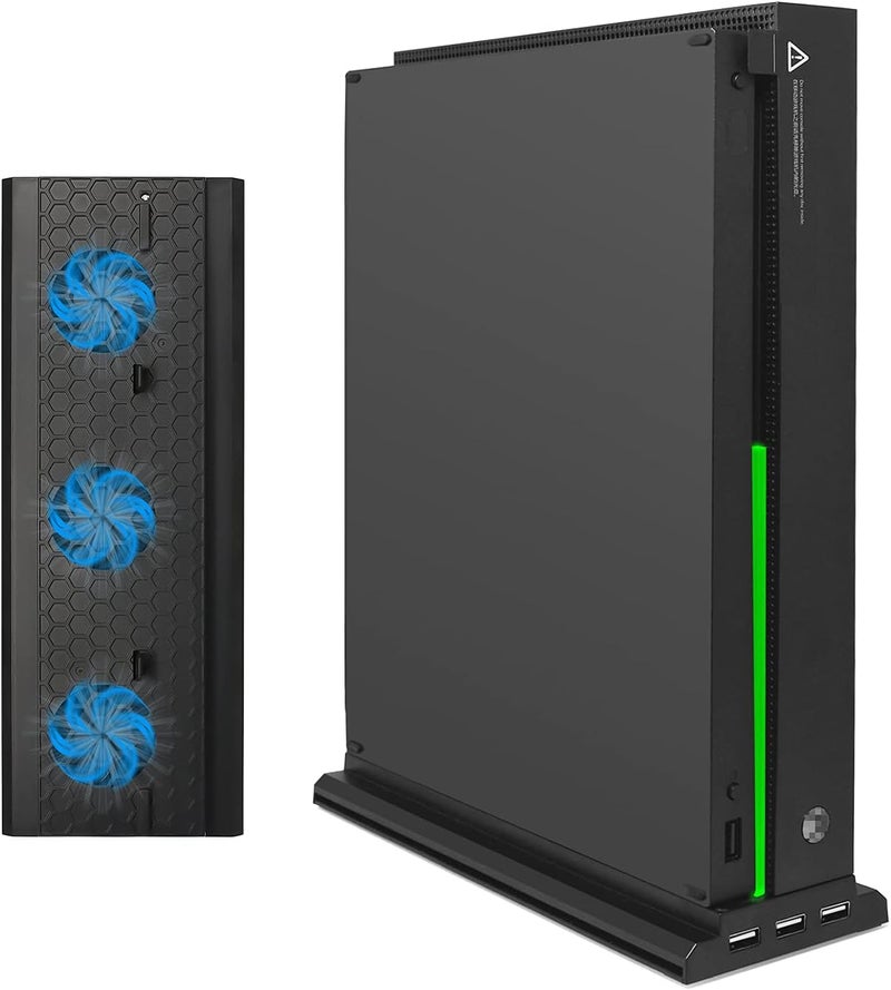FASTSNAIL Vertical Cooling Stand Compatible with Xbox One X, Cooling Fan Stand Compatible with Xbox One X with 3 USB Ports and a Light Bar (Only Compatible with Xbox one X) - Image 1